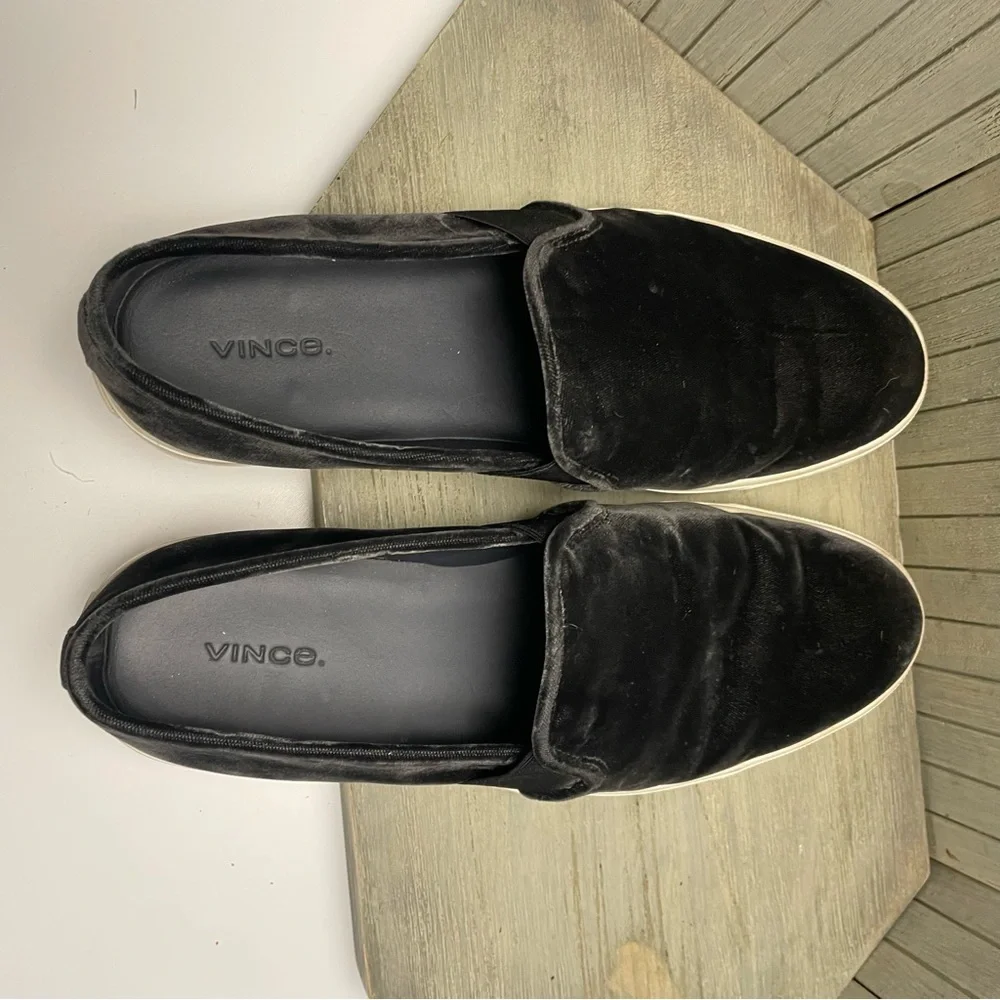 Mens VINCE Grey Velvet Slip On Sneakers 9 - Picture 8 of 9
